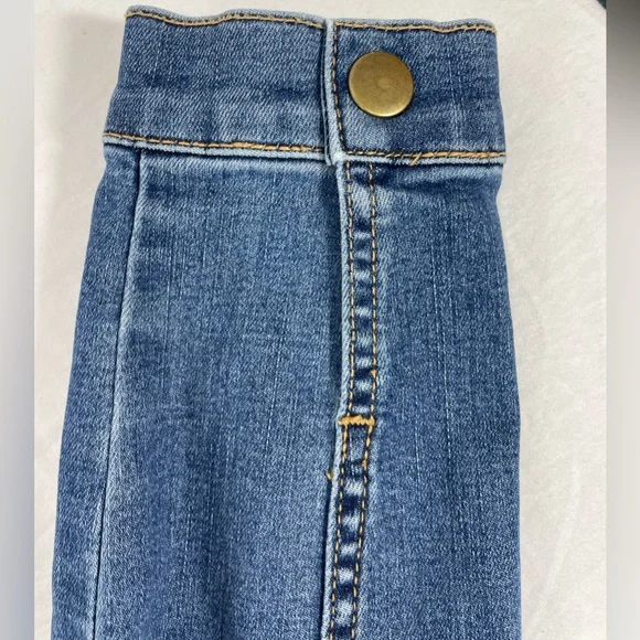 Free People Denim Jumpsuit Medium Zip Front Utility Coverall Blue Long Sleeve - Picture 6 of 16